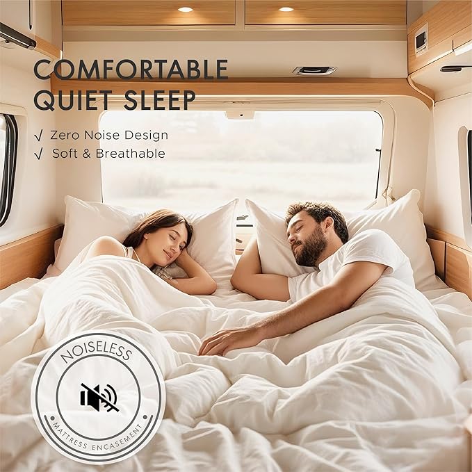 Degrees of Comfort RV Short Queen Mattress Encasement (60x75 Inch) - Bed Bug Proof & Dust Mite Protection, 6-Sided Zippered Water-Resistant Cover, Hypoallergenic Allergy Relief - Fits 9-12" Deep