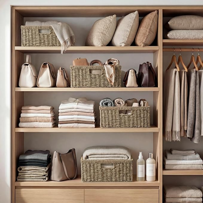 StorageWorks Large Wicker Baskets for Organizing, Seagrass Storage Basket with Built-in Handles for Pantry, Entryway, Living Room, 1 Pack - Image 7
