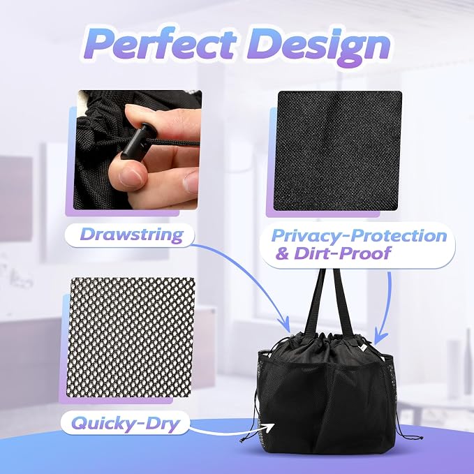 famichan Mesh Shower Caddy Portable, Dorm Room Essentials for College Students, Large Capacity with 8 Pockets Shower Bag for Camping,Swimming,Gym,Travel - Image 2