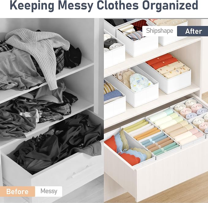 DIMJ Drawer Organizer Clothes Storage - 18 Pack Baby Dresser Organizer for Nursery, Foldable Drawer Dividers for Bedroom Closet Organization, Fabric Storage Bins for Socks, Underwears, Bras - Image 4