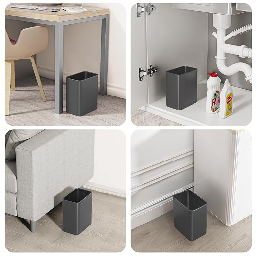 Cesun Small Bathroom Trash Can, 2.1 Gallons, Open-Top, Gray Metal, Stainless Steel, Modern, Ideal for Bathroom, Bedroom, Home Office,Toilet, Rv,Near Desk, Under Sink - Image 7
