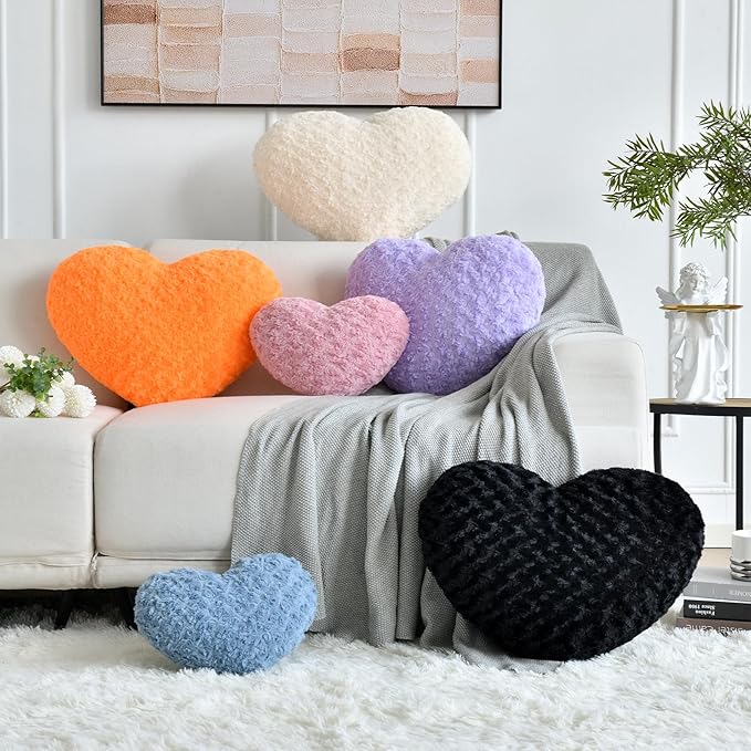 Heart Pillow, Soft Heart Shaped Pillow with Room Decorative Throw Pillows for Bed Couch Chair Sofa, Heart Shaped Cute Throw Pillow Cushion for Bedroom Living Room (Lavender, Large 19.6" x 15.7")