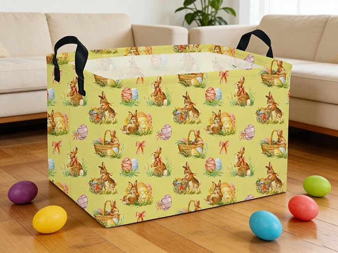 Rectangle Easter Baskets Kids Baskets Cute Storage Bin Organizer Box for Room Decor Gift Basket - Image 3