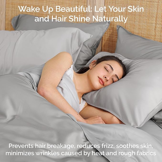 Viscose Bamboo Sheets King Size 4PC Set - Cooling Sheets for Hot Sleepers with Moisture Wicking Technology - Silky Soft 18 Inch Deep Pocket - Gray Mist 76"x 80"