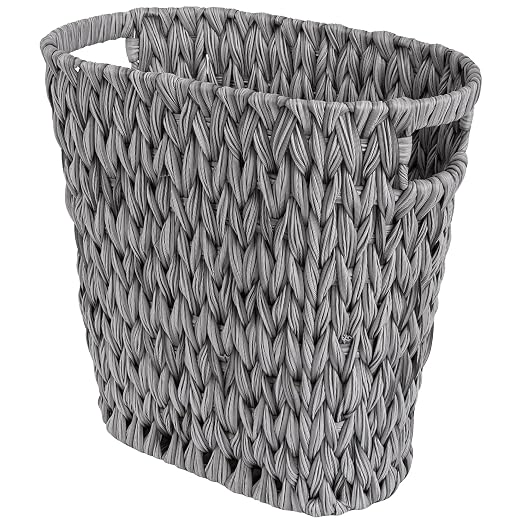 GRANNY SAYS Wicker Waste Basket - Waterproof, Space-Saving, 19L/5Gallon, Bathroom & Bedroom Trash Can by GRANNYSAYS