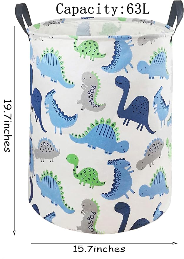 MAIZMZ Kids Hamper Storage Basket Nursery Bins Baby Gift Toy Organizer Box Laundry Basket Large Canvas Collapsible Chest for Home/Dorm/Kitchen/Pet/Closet/Shelf/Room Decor(Dinosaur) - Image 2