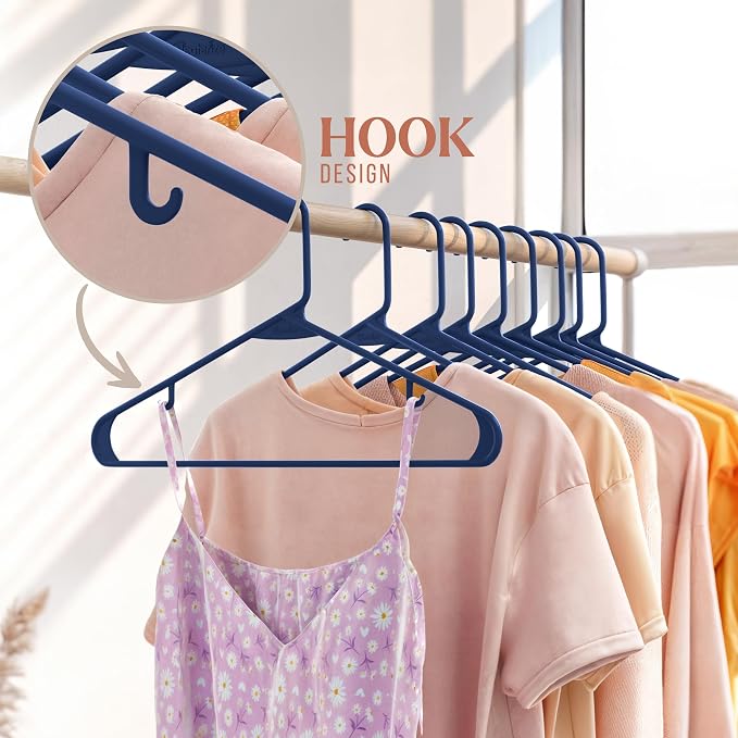 Plastic Hangers 50 Pack Navy - Clothes Hangers - Makes The Perfect Coat Hanger and General Space Saving Hangers for Closet and New Apartment Essentials - Percheros Ganchos para Colgar Ropa Hangars - Image 5