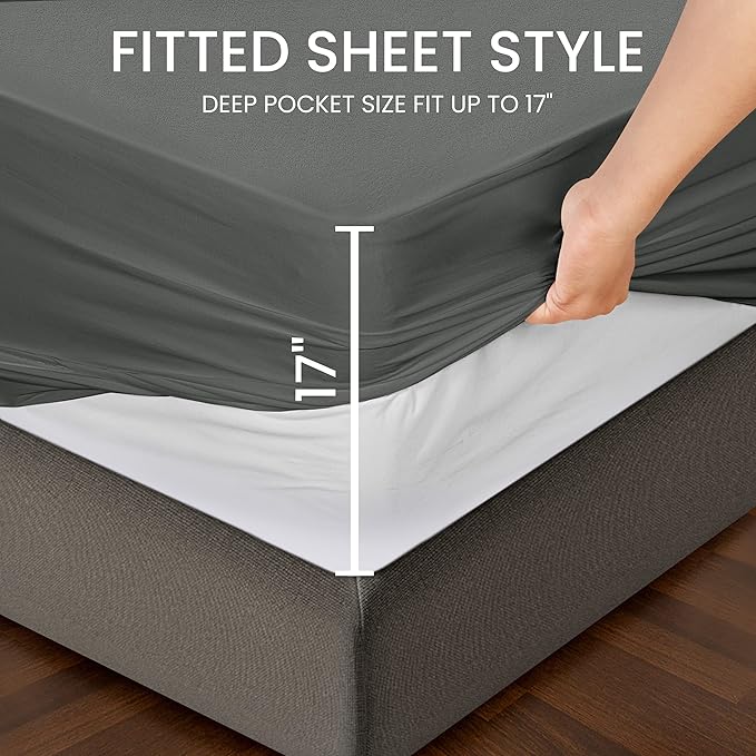 Utopia Bedding Premium Waterproof King Size Mattress Protector, Viscose Made from Bamboo Mattress Cover, Breathable, Fitted Style with Stretchable Pockets (Gray)