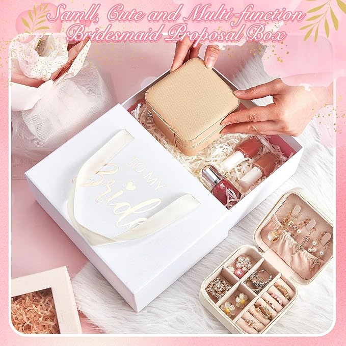 Taiyin Travel Jewelry Case, Bridesmaid Gifts Mini Jewelry Organizer, PU Leather Portable Earring Box for Women Girls - Image 3