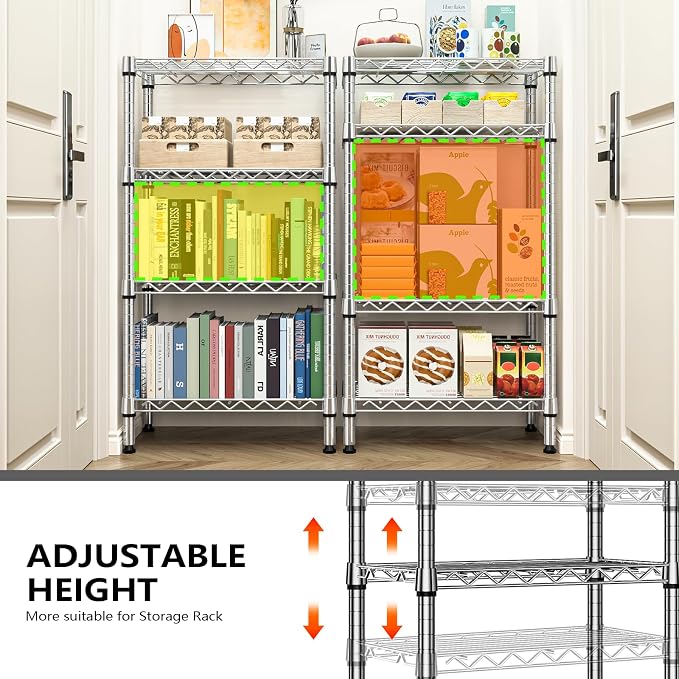 M MZG 1000 lbs 4 Tier Shelf Metal Storage Shelves Wire Rack Closet Organizers with PP Board for Garage Kitchen Bathroom Laundry Chrome 11.8" D x 21.7" W x 39.5" H - Image 6