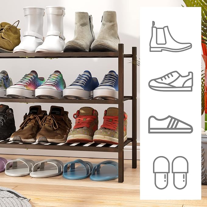viewcare Shoe Rack for Closet, 3-Tier Bamboo Wood Shoe Racks, Stackable | Beautiful | Natural | Functional | Sturdy, Bamboo Shoe Rack for Entryway Hallway Closet - Image 4