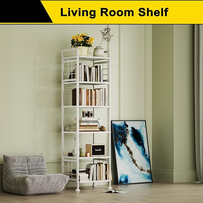 GIOTORENT 6-Wire Standing Storage Shelves, Metal Shelving Unit Pantry Rack for Laundry Kitchen Bathroom Organizer(White) - Image 4