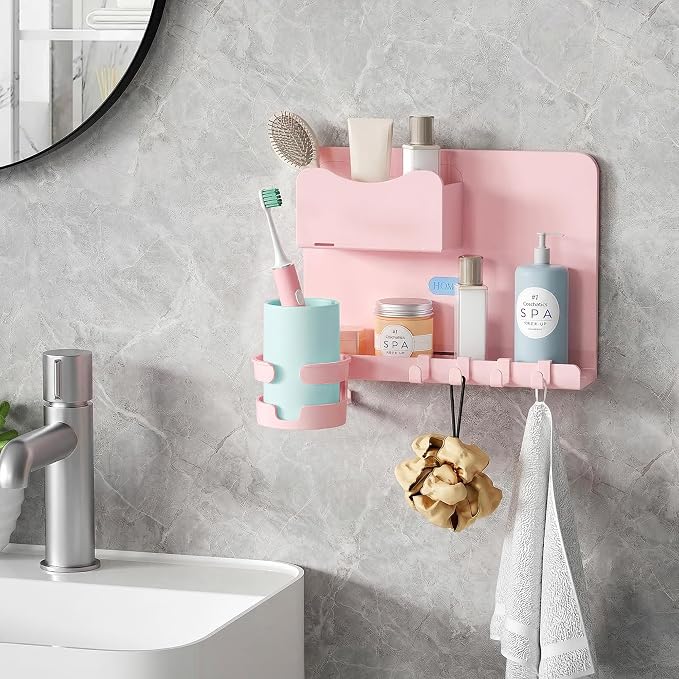 Floating Shelves for Bedside Shelf Accessories Organizer, Wall Mount Self Stick On, Cute Room Decor Aesthetic, Girls Room Decor, Cool Stuff for Bedroom Storage and Organization (Pink) - Image 7
