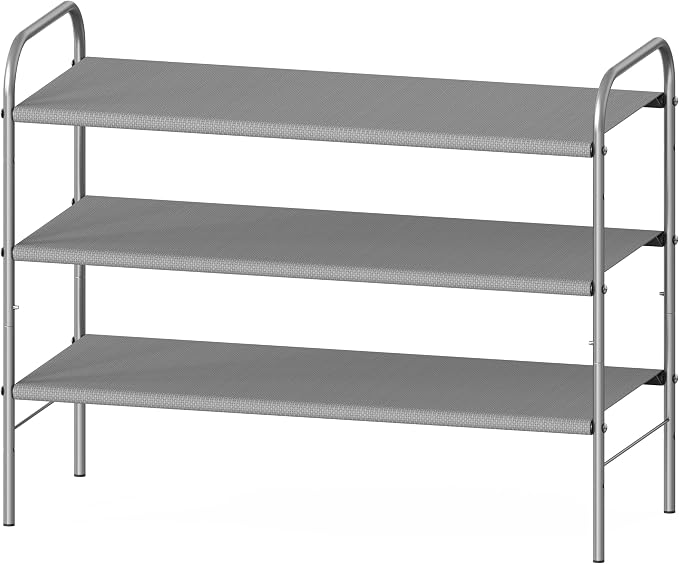 Simple Houseware 3-Tier Shoe Rack Storage Organizer, Grey – Space-Saving Shoe Shelf, Holds 9–16 Pairs, Sturdy Metal Frame, Easy Assembly – Closet, Entryway, Bedroom Shoe Storage Solution by SimpleHouseware