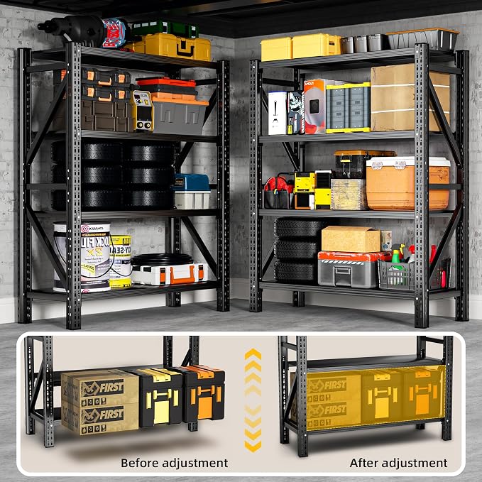 Heavy Duty Garage Shelving, 46" W x 20" D x 71" H, 3500 LBS Capacity, 4-Tier Adjustable Metal Storage Shelves, Reinforced Steel Storage Rack for Garage, Basement, Utility Room - Image 3
