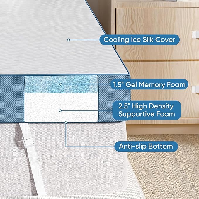 4 Inch Firm Mattress Topper Twin Size, Memory Foam Mattress Topper Extra Support, High-Density Memory Foam Bed Topper for Pain Relief, with Removable Soft Cover, CertiPUR-US Certified