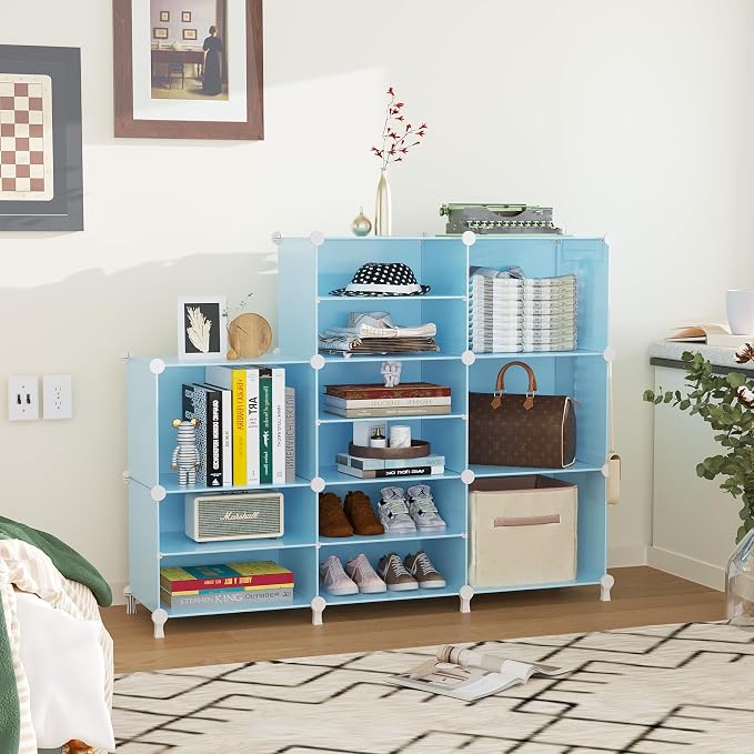 AWTATOS Closet Organizer 8 Cube Storage Shelves Closet Storage Clothes Organizers Stackable Cubby Shelving for Closet Bedroom Living Room Blue - Image 4