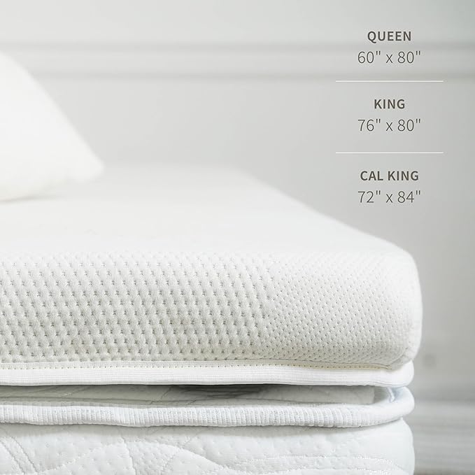 Saatva Natural Latex Mattress Topper - 1.5” Layer of Natural Latex Foam - Breathable Comfort & Durable, Responsive Support - King