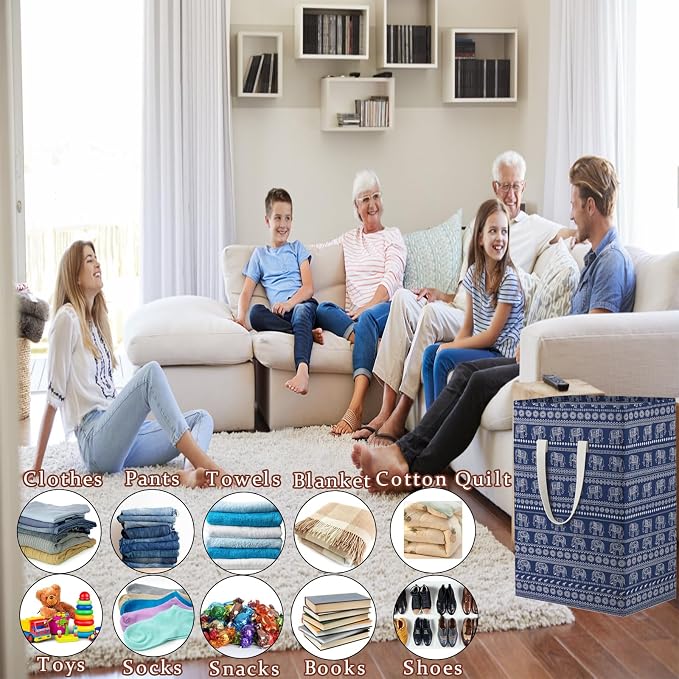 Waterproof Laundry Hamper Collapsible Laundry Basket Extended Cotton Handle Laundry Bag Large Clothes Storage Toy Organization for Bathroom Bedroom Laundryroom College Dorms - Image 5