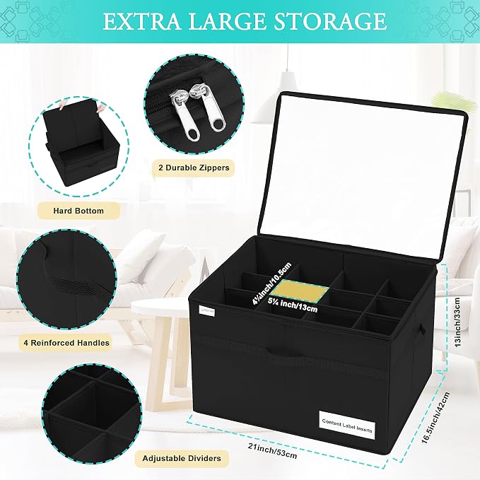 Luvhomee Shoe Storage Organizer, Fits 16 Pairs, Large Shoe Organizer Box for Closet, Clear Foldable Shoes Containers w/Bottom Support, Space Saving Shoe Cubby Storage Boxes w/Reinforced Handles, Black - Image 5