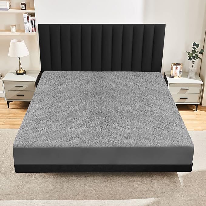 Sufdari Waterproof Mattress Protector,Queen Quilted Fitted Waterproof Mattress Cover,Breathable & Noiseless Mattress Pad, Ultra Soft Bed Cover Waterproof Fitted Sheet Fits Up to 8-18" Deep Pocket