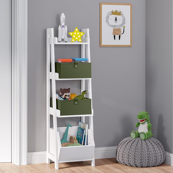 RiverRidge Kids 2pc Folding Storage Bins Set - 10.5” Bin Organizer with Handles - Olive Closet Organizer and Storage for Toys, Games, Shoes - Foldable Cube Storage Organizer Bins for Playroom, Nursery - Image 8