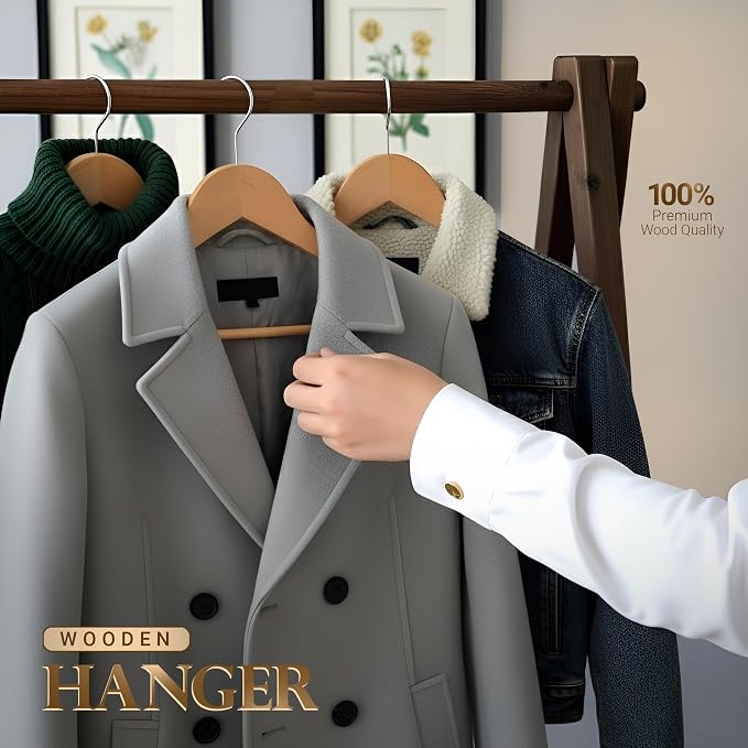 Utopia Home Premium Wooden Hangers 80 Pack - Durable & Slim Coat Hanger - Suit Hangers with 360-Degree Rotatable Hook - Wood Hangers with Shoulder Grooves (Natural Color) - Image 5