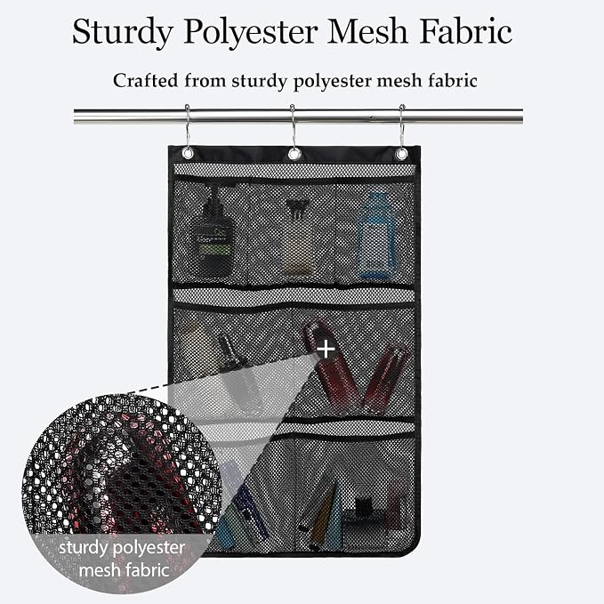 GYEUKHAM Hanging Mesh Shower Caddy for Bathroom - Quick Drying Portable Shower Organizer with Multiple Pockets for Soap,Shampoo and Cruise Ship Essentials Saving Bathroom Storage,Black,1 Pack - Image 3