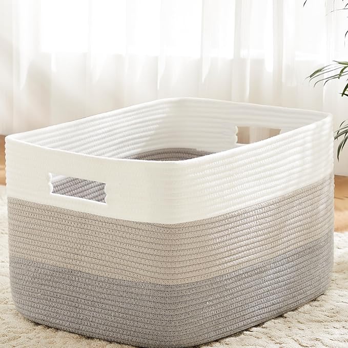 Artfeel Blanket Basket,Rectangle Woven Baskets for Storage,100L Laundry Basket for Decorative Nursery Blanket,Toys,Dirty Clothes and Magazine in Shelves,Baby Room,and Living Room by Artfeel