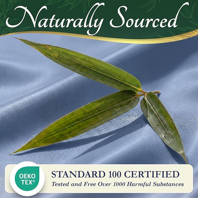 DECOLURE 100% Viscose Derived from Bamboo Sheets Full Size - Luxury 6 Pc Naturally Cooling Sheets, Ultra Soft Bed Set - Deep 17" Pockets, Durable Double Stitching, Oeko Tex Standard (Light Blue)