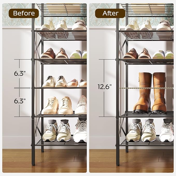 YATINEY 10 Tier Shoe Rack, Large Capacity Shoe Storage Organizer Holds 40 Pairs, Sturdy and Stable, for Entryway, Hallway, Closet, Dorm Room, Black SS10BB - Image 3