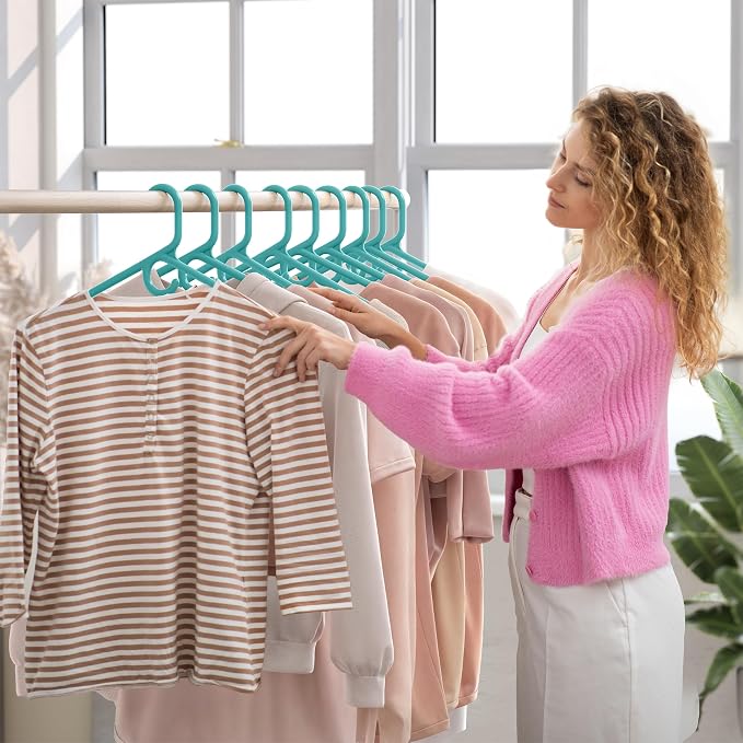 NEATERIZE Thick Heavy Duty Hangers - Aqua Plastic Clothes Hangers 38 Pack - Great for Coat Hanger, Jackets Jeans & Suit Hanger for Closet - New Apartment Essentials Percheros Ganchos para Colgar Ropa - Image 6