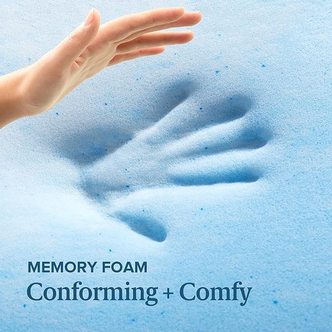 ZINUS 4 Inch Swirl Gel Cooling Memory Foam Mattress Topper, Smaller, More Convenient WonderBox Packaging, Cooling, Airflow Design, CertiPUR-US Certified, Full