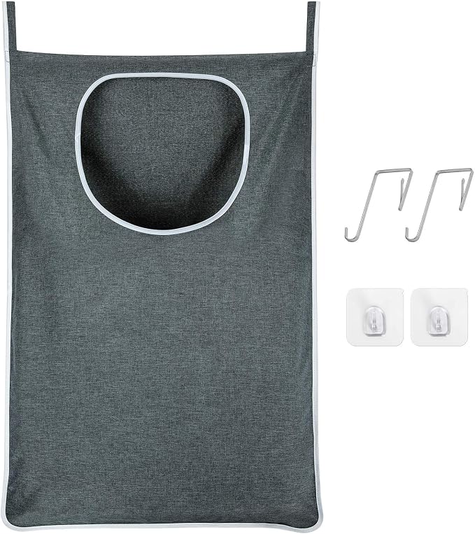 XL Hanging Laundry Hamper, Over the Door Laundry Hamper and Baskets, Wide Opening Hanging Laundry Bag,Hanging Hamper for Bathroom,Dorm,Laundry Room,Chirstmas Gifts（Grey). by MakeLifeSimpleandEfficient