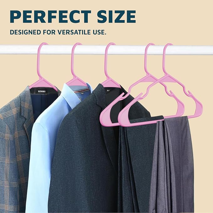 Lifemaster Plastic Clothes Hangers – Heavy Duty Hanger Set, for Organizing Clothes, Dresses, and Coat, Holds Up to 5 lbs, Space-Saving Hangers with Non-Slip Shoulder Grooves, Pack of 20, Pink - Image 10