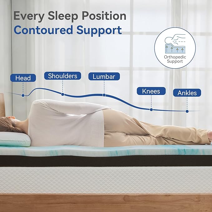 Extra Firm Mattress Topper King Size 3 Inch, Pain Relieving Foam Bed Topper for Extra Support, Gel Memory Foam&High-Density Foam Mattress Pad, CertiPUR-US Certified
