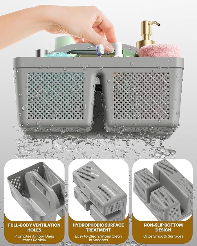 4 Pack Portable Shower Caddy, Integrated Handle, Reinforced Plastic, Organizer Storage Bathroom Supplies and Beauty Products, Cleaning Supplies, Shower Basket for Home, Dorm, Shelf and Cabinet - Image 5