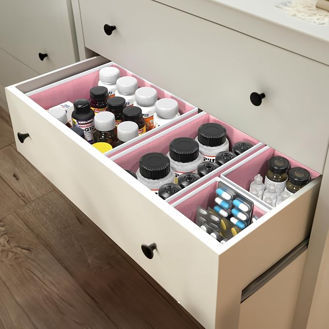 Simple Houseware Underwear Drawer Organizer for Lingerie/Undergarment/Bra/Panty/Sock/Onesie, Set of 6, Pink - Image 7