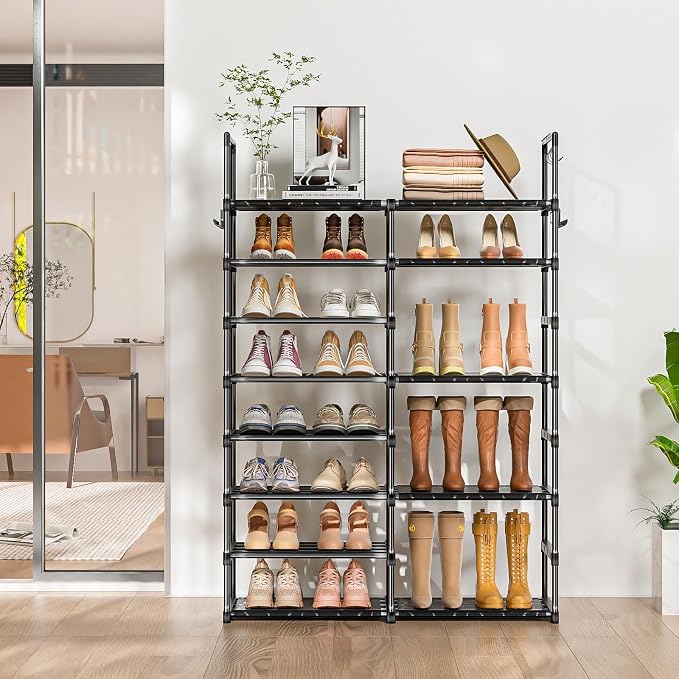OYREL Shoe Rack Organizer 8 Tiers, Tall Shoe Racks Shelf Storage, 26-32 Pairs Vertical Large Rack,Stackable Shoes Racks for Entryway, Closet, Garage - Image 2