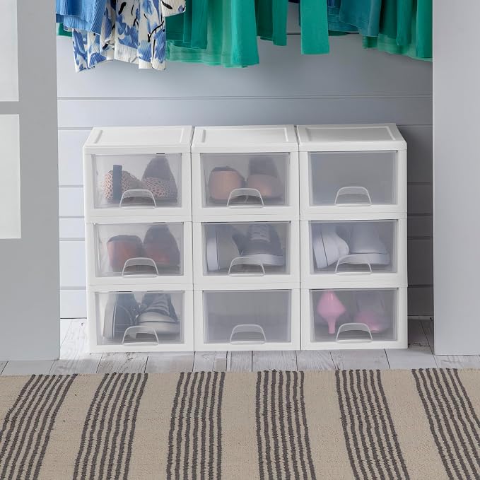 Sterilite 24-Pack 6 Quart Stacking Drawer, Clear Storage Closet Organizer, White Frame - Stackable Modular Plastic Drawers for Clothes, Accessories, Craft Supplies, Shoes or Linens - Image 7