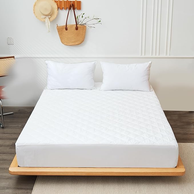 White Mattress Pads Queen Size Bed Protector-Stretches up to 16 Inches Deep Hypoallergenic Ultimate Protection and Comfort Easy to Clean Fits Snugly Durable and Long-Lasting