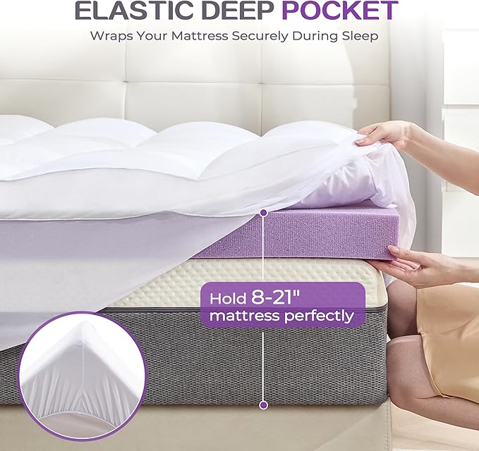 SINWEEK Dual Layer 5 Inch Memory Foam Mattress Topper Twin XL Size for Dorm Room, 3 Inch Gel Memory Foam Plus 2 Inch 1450 GSM Pillow Top Mattress Pad Cover, College Dorm Essentials, White