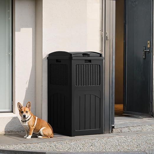 Flamaker 30 Gallon Trash Can, Resin Outdoor Garbage Can with Lid, Waterproof Hideaway Patio Waste Bins for Outside Use (Black) - Image 5