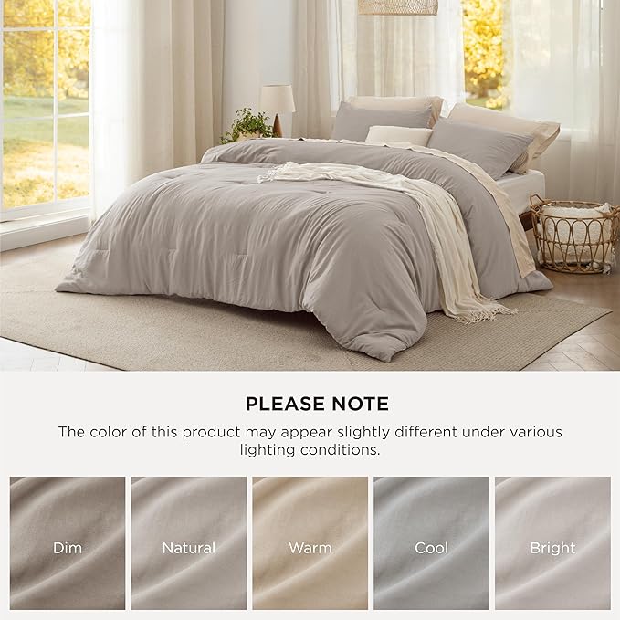 Bedsure Twin/Twin XL Comforter Set, Linen Soft Prewashed Bedding for All Seasons, 2 Pieces GentleSoft™ Bed Set, 1 Lightweight Comforter (68"x88") and 1 Pillowcase (20"x26")