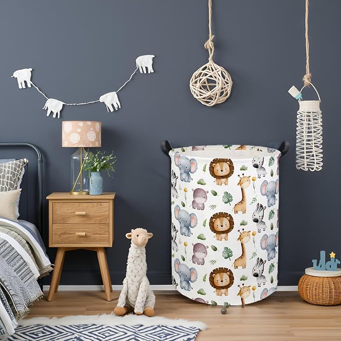HIYAGON Baby Laundry Hamper Basket Baby Hamper for Nursery Boy and Girl Cute Kids Toys Storage Bin Organizer Animal Room Decor(Animal) - Image 2