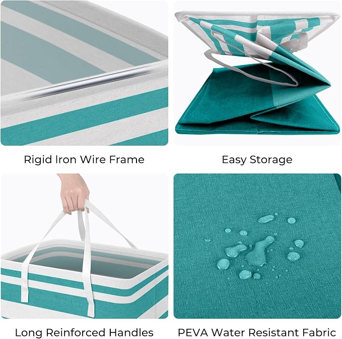 HomeHacks 2-Pack Large Laundry Basket, Waterproof, Freestanding Laundry Hamper, Collapsible Tall Clothes Hamper with Extended Handles for Clothes Toys in the Dorm and Family (Green, 88L) - Image 2
