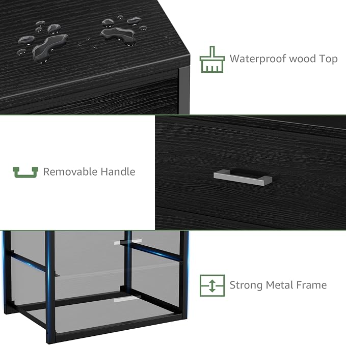 BOLUO Closet Drawers Black Fabric 3 Drawer Small Dresser for Closet Organizers and Storage Bedroom Dorm Modern - Image 8