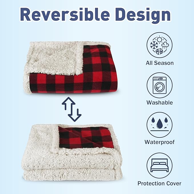 Catalonia Waterproof Bed Blanket, Love Couples Leakproof Protector, Reversible Squirt Blanket, Splash Stain Proof Pad, Washable, 50X60 inches
