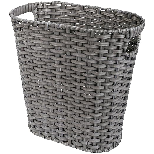 GRANNY SAYS Wicker Bathroom Trash Can, Wicker Waste Basket for Bathroom, Office Trash Can, Trash Bin for Bedroom, Wastebasket with Handles, 19 Liters/5 Gallons by GRANNYSAYS