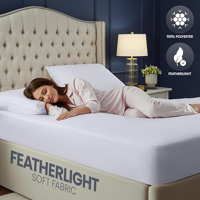Utopia Bedding Waterproof 5-Sided Mattress Protector Queen Size, Premium Breathable Mattress Cover, Fitted Style with Stretchable Pockets (White)
